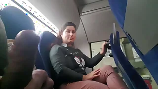Showman seduces Milf to Suck & Jerk his Dick in Bus