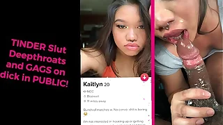 Asian Tinder slut gets her THROAT FUCKED in the backseat!