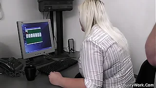 Boss fucks cute blonde plumper